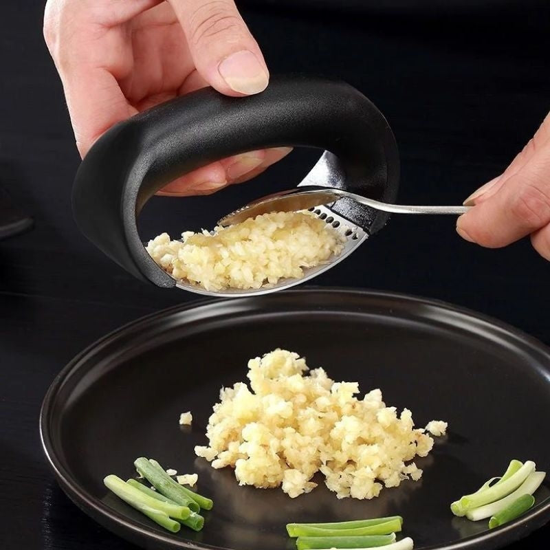 Machacador de ajos de acero inoxidable, prensa de ajos, herramientas manuales de curva para frutas y verduras, utensilios de cocina