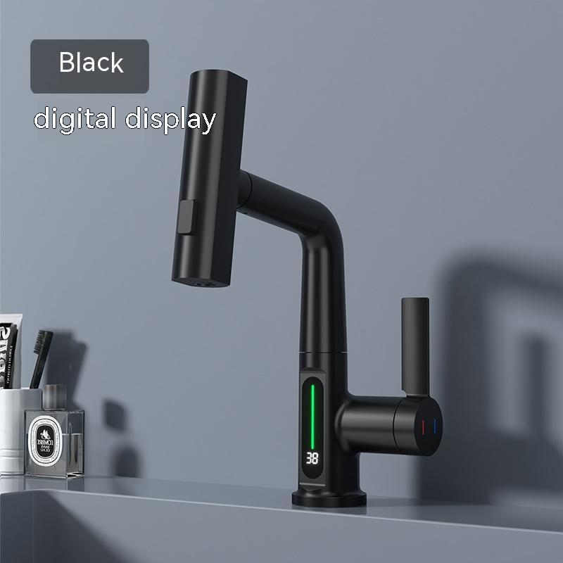 Grifo extensible con pantalla digital inteligente para lavabo, rotación con pantalla digital de temperatura
