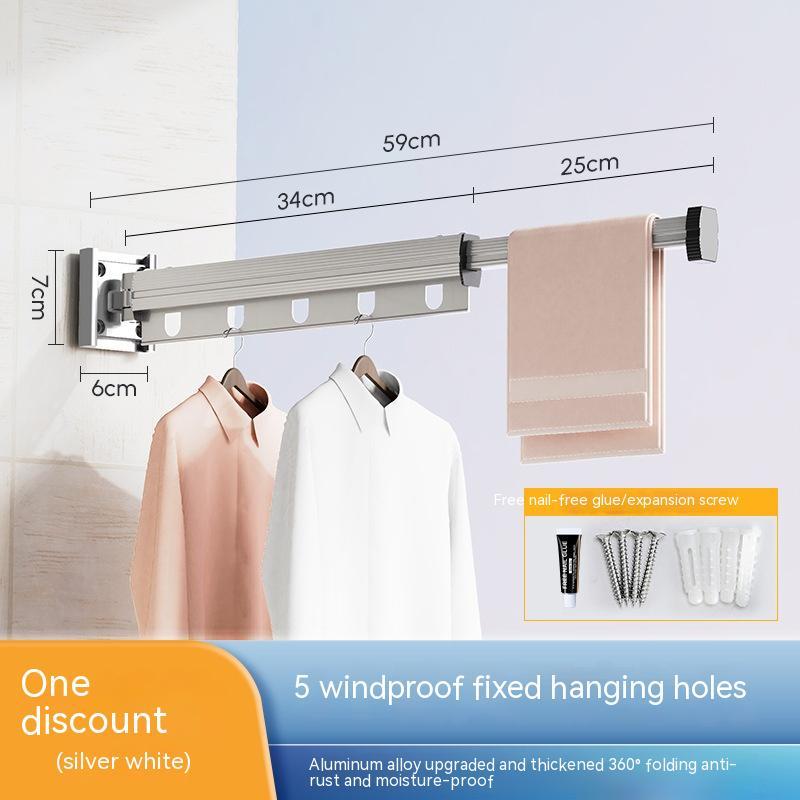 Perchero plegable con ventosa para ropa, balcón, aluminio, tendedero retráctil, sin perforaciones