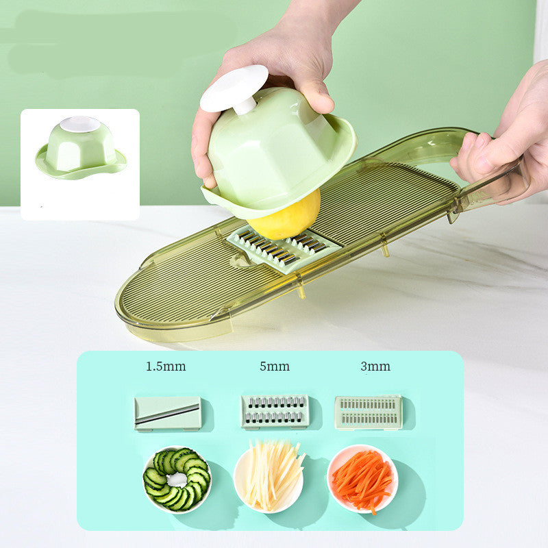 Cortador de verduras transparente multifunción con cuchilla de acero, rebanador de patatas, rallador de frutas, cuchillas para picar en dados, rallador de zanahorias y queso, utensilios de cocina