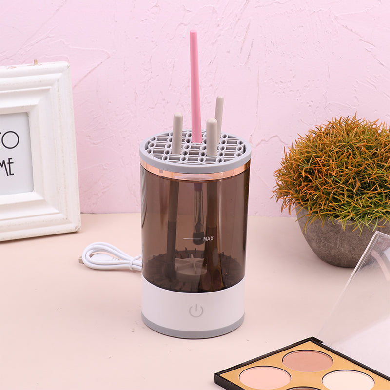 Herramienta de limpieza de brochas de sombra de ojos para mujeres, limpiador eléctrico portátil de brochas de maquillaje con carga USB, limpiador automático de brochas de cosméticos