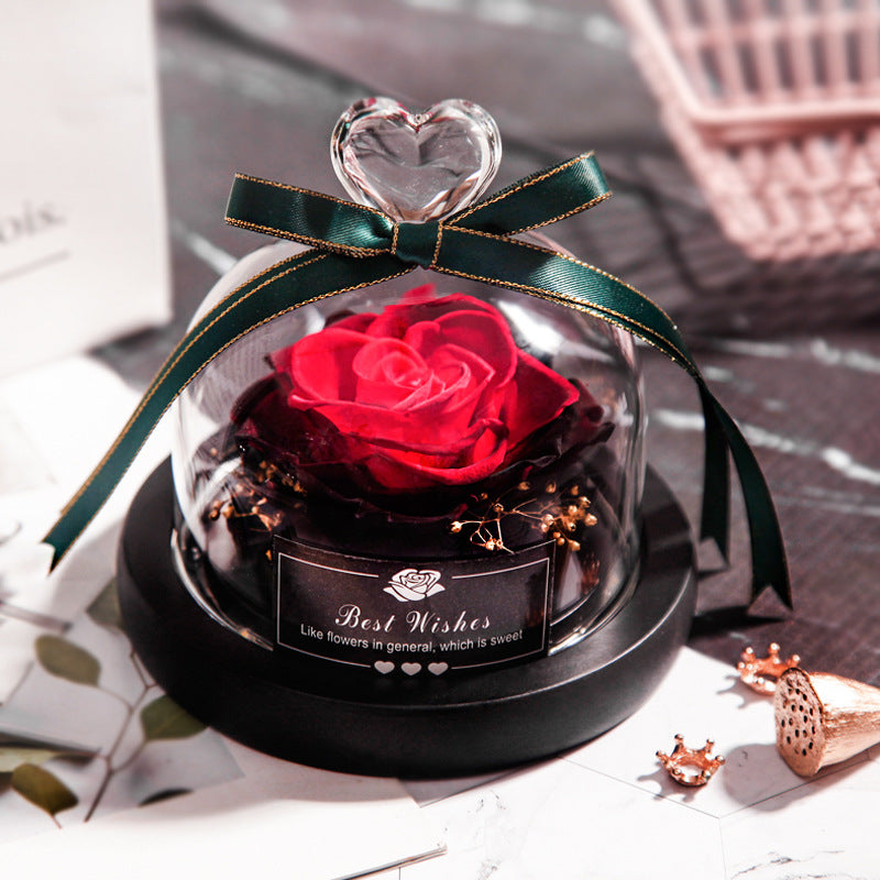 Día de San Valentín Navidad Flores Secas Para Decoración del Hogar Regalos de Boda Flores Secas Rosa Eterna Real Decoración del Hogar con LED en Cristal