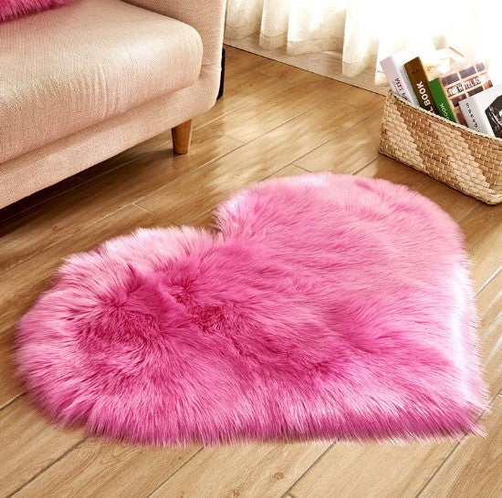 Alfombra de felpa en forma de corazón, antideslizante, mullida, para el suelo, manta, cojín de sofá, alfombras para decoración del hogar en la sala de estar