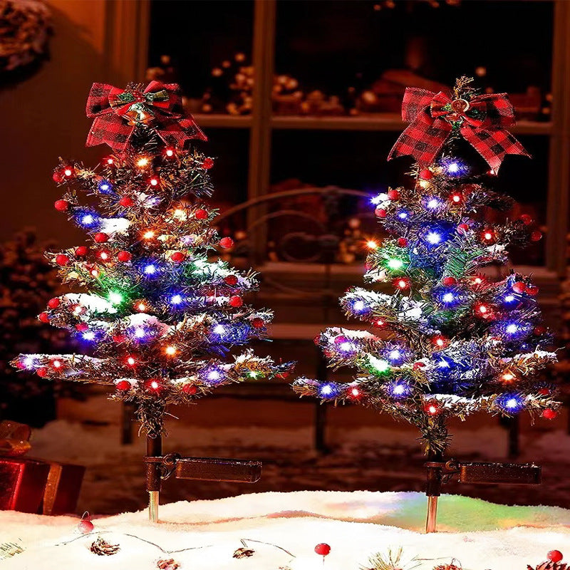 Decoración navideña impermeable para exteriores, árbol de Navidad solar con 2 modos, estaca de jardín, luz de sendero navideño para decoración de jardín y patio.