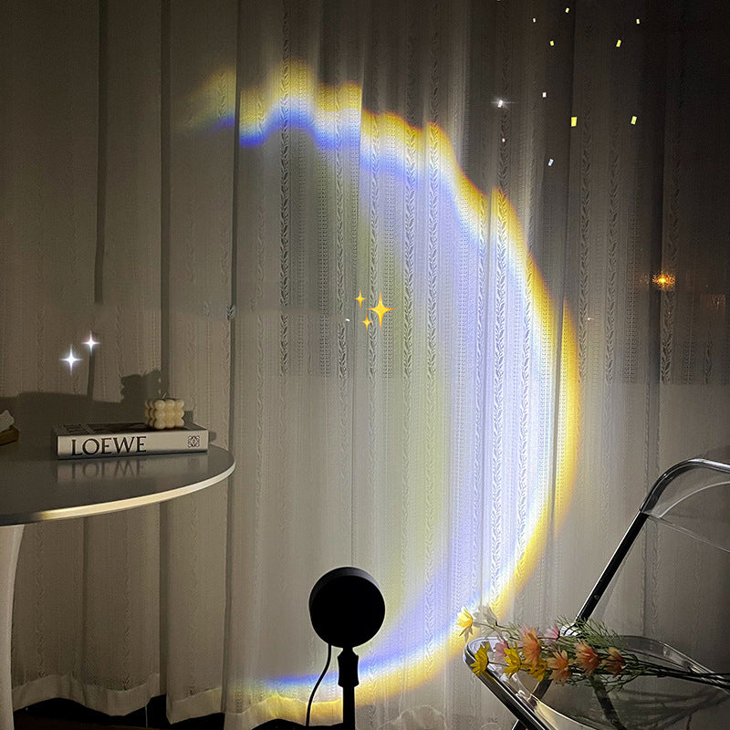 INS Lámpara Luna USB LED Arcoíris Neón Luz Nocturna Atardecer Proyector Fotografía Iluminación Ambiente de Pared Para Dormitorio Decoración del Hogar