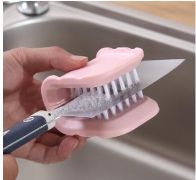Cepillo de limpieza de cuchillos y cubiertos en forma de U, cepillos de limpieza para cocina, cepillo para fregar, lavado de cocina
