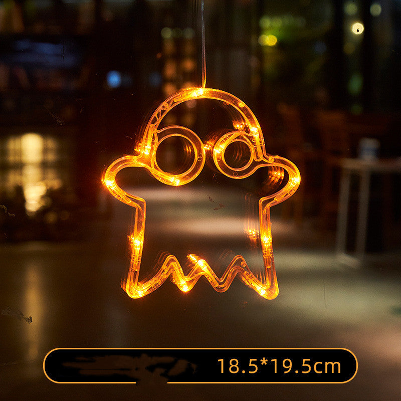 Luces LED colgantes de Halloween para ventana, araña, calabaza, fantasma colgante, luces de atmósfera de terror, luces decorativas para fiestas navideñas, decoración del hogar
