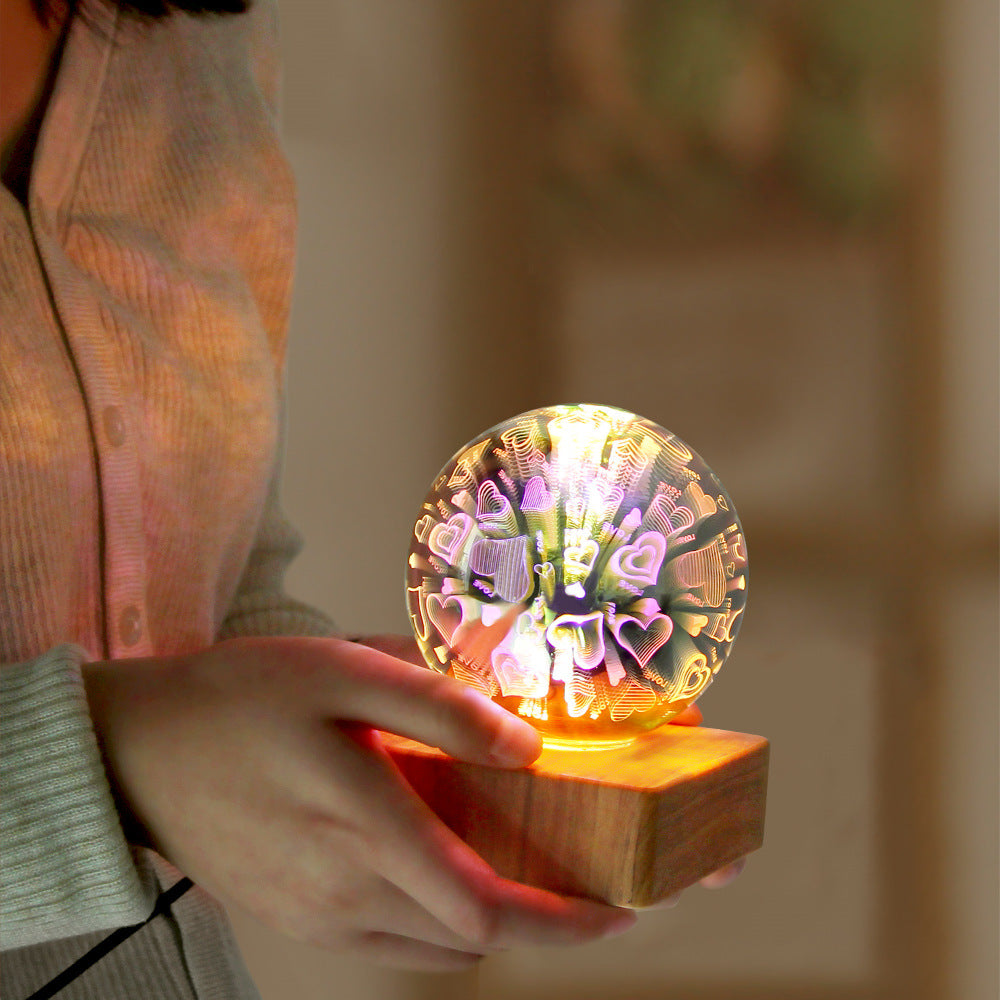 Luz de Noche USB 3D con Efecto Fuegos Artificiales, Lámpara Nocturna Romántica con Estrellas LED, Luces de Navidad, Decoración Navideña para el Hogar
