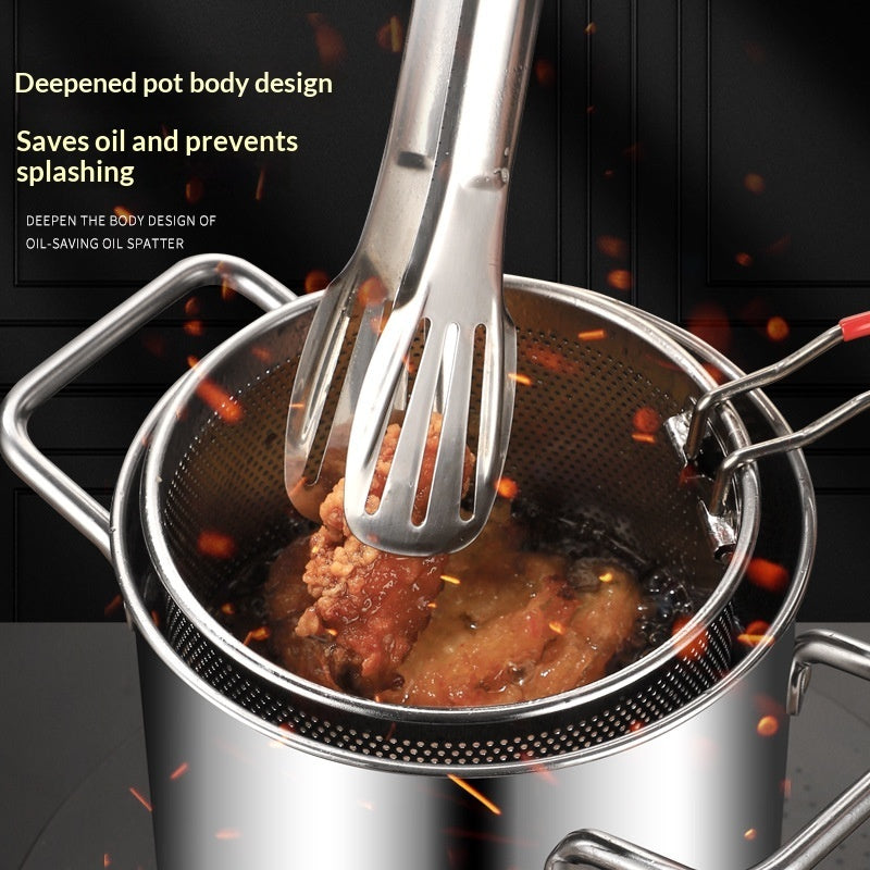 Stainless Steel Deep Fryer For Home Use, Small Skewer Fryer With Strainer