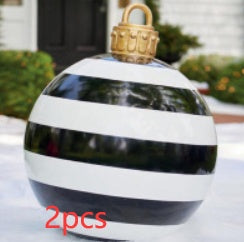 Bolas de adorno navideño de PVC para exteriores de 60 CM, bolas decoradas inflables de PVC, bolas gigantes grandes, adornos para árboles de Navidad, juguete de bola