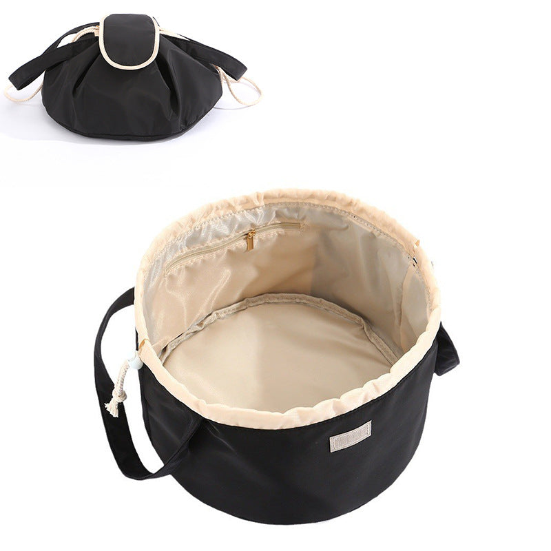 Neceser de Maquillaje con Cordón tipo Barril de Gran Capacidad para Mujer, Organizador de Artículos de Tocador, Bolsa de Almacenamiento de Viaje para Dama