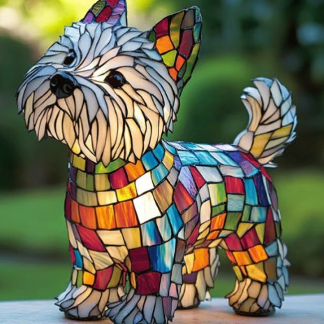 Lámpara decorativa de perro extraño y colorido de resina