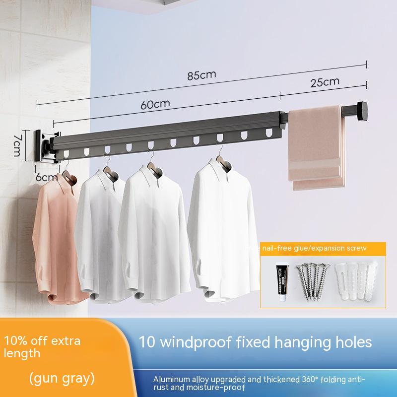 Perchero plegable con ventosa para ropa, balcón, aluminio, tendedero retráctil, sin perforaciones