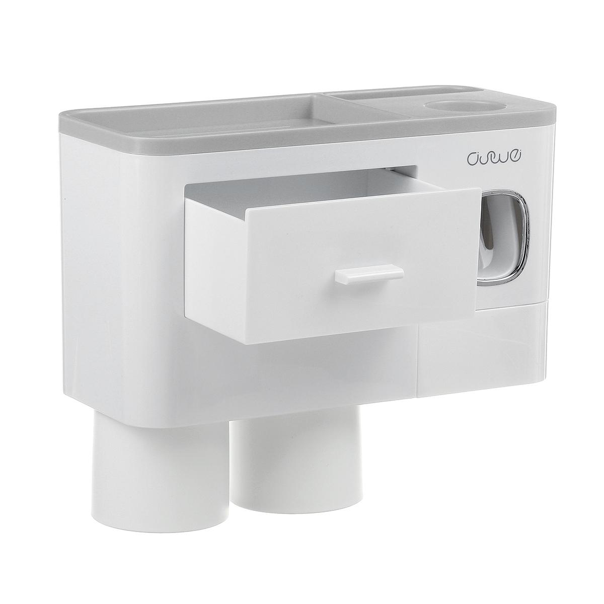 Estante de almacenamiento de un solo cajón magnético para cepillos de dientes, sin marcas, con exprimidor de pasta de dientes, juego de artículos de tocador