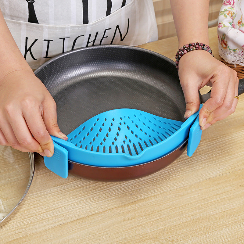 Embudo colador de aceite de silicona para ollas y sartenes, colador creativo para lavar arroz para escurrir líquidos, se adapta a todos los tamaños de ollas