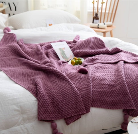 Manta nórdica de punto con flecos, manta de lana, manta para aire acondicionado de oficina, manta para la siesta, manta de chal, manta de sofá de ocio, manta