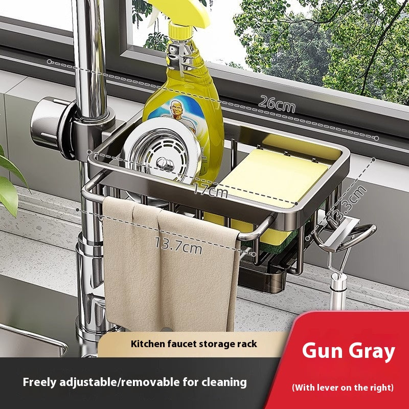 Estante de almacenamiento de grifo de fregadero de aluminio espacial para cocina Lavavajillas Fregadero de vegetales Suministros Cesto de drenaje doméstico Accesorios de baño