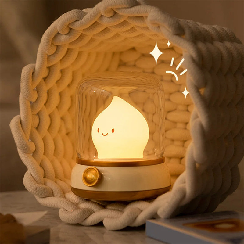Lámpara de noche pequeña retro para dormitorio, mini lámpara de noche LED de escritorio, bonita, creativa, recargable por USB, portátil, de dibujos animados, para mesa de café, bar, hotel, dormitorio, decoración del hogar
