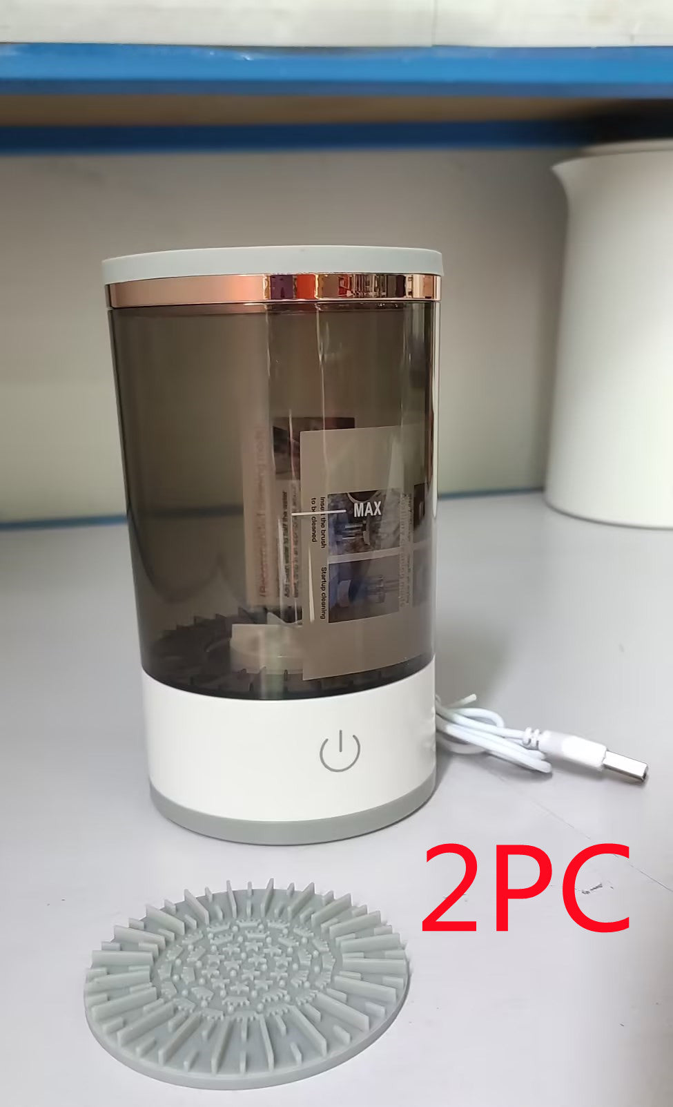Herramienta de limpieza de brochas de sombra de ojos para mujeres, limpiador eléctrico portátil de brochas de maquillaje con carga USB, limpiador automático de brochas de cosméticos