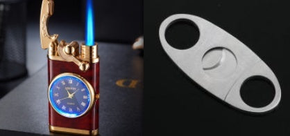 Nuevo encendedor con brazo oscilante de reloj eléctrico, encendido automático, llama azul recta, encendedor creativo con esfera real, recargable a prueba de viento, regalo para hombre.