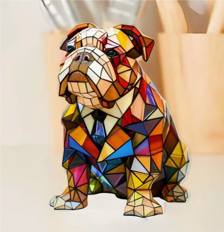 Lámpara decorativa de perro extraño y colorido de resina