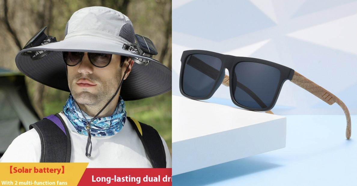 Sombrero de sol de ala ancha para exteriores con ventilador solar, sombrero de pesca para exteriores con ventilador solar de ala ancha, carga solar USB, sombrero ajustable alimentado por energía solar