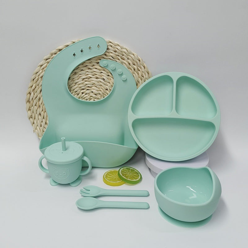 Infant And Toddler Feeding Training Silicone Suction-cup Placemat And Silicone Tableware