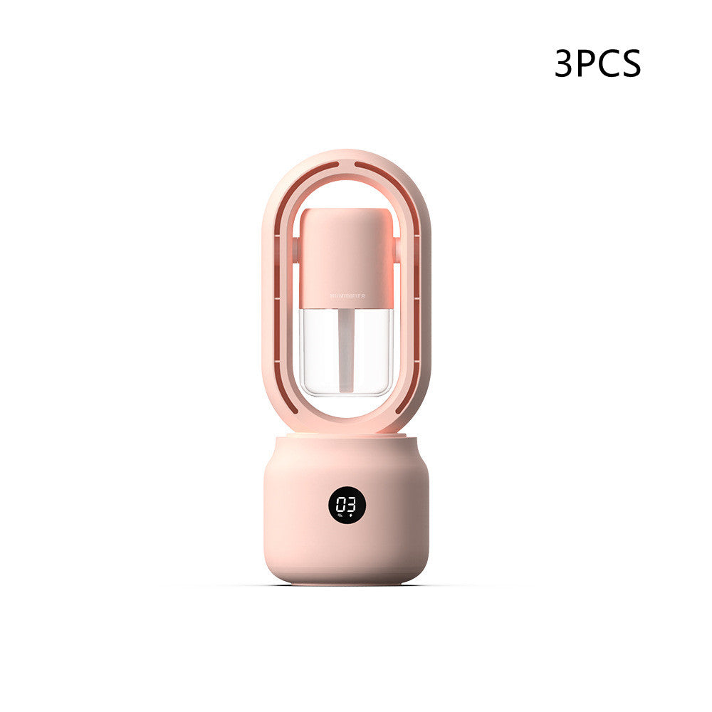 Ventilador Eléctrico Portátil Recargable USB sin Aspas con Rociador de Niebla Enfriado por Agua de Verano, Humidificador de Aire, Ventilador de Mesa