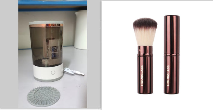 Herramienta de limpieza de brochas de sombra de ojos para mujeres, limpiador eléctrico portátil de brochas de maquillaje con carga USB, limpiador automático de brochas de cosméticos