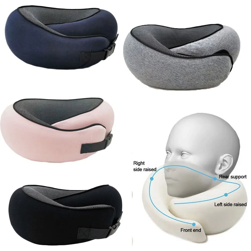 Almohada de viaje para el cuello de espuma viscoelástica suave, en forma de U, soporte ajustable, para dormir cómodamente en avión, coche, oficina, para la siesta