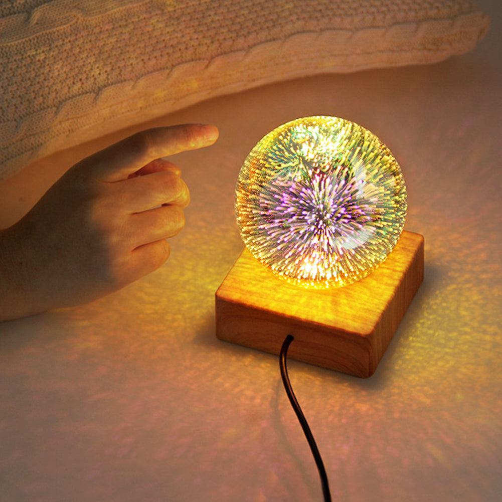 Luz de Noche USB 3D con Efecto Fuegos Artificiales, Lámpara Nocturna Romántica con Estrellas LED, Luces de Navidad, Decoración Navideña para el Hogar