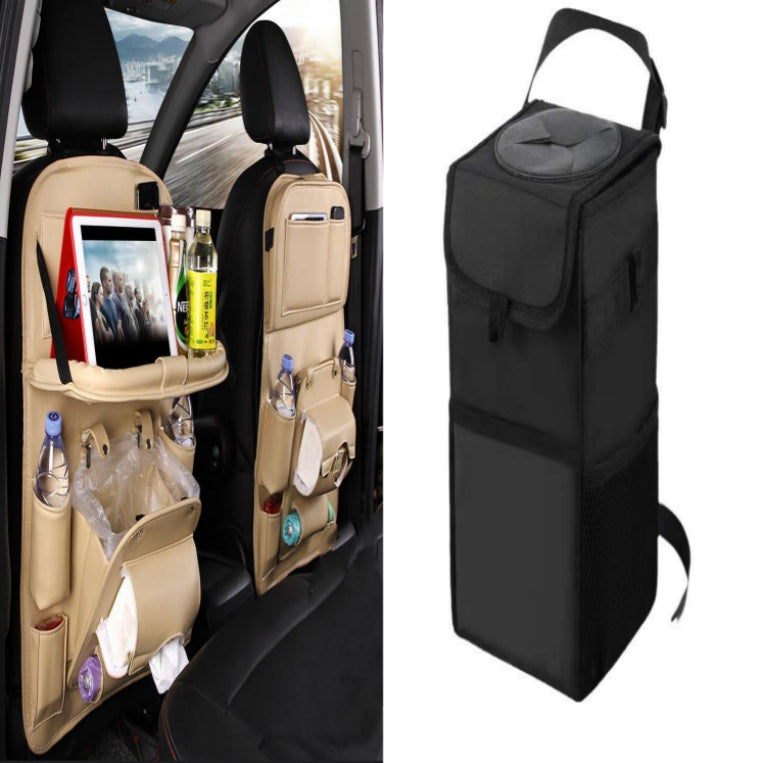 Bolsa de almacenamiento para coche de cuero PU, bandeja multifunción para asiento trasero, bolsa colgante, organizador de coche impermeable, accesorios de interior de automoción