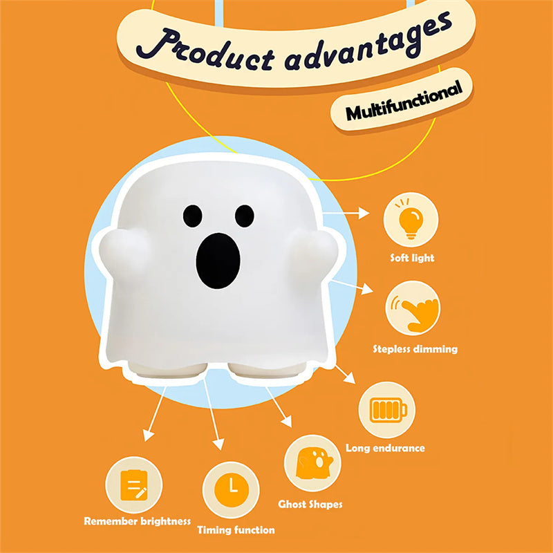 Lámpara de noche de silicona para decoración del hogar, lámpara LED con sensor táctil para mesita de noche, dormitorios de niñas, decoración de sala de estar, regalo de cumpleaños para niños, decoraciones de Halloween