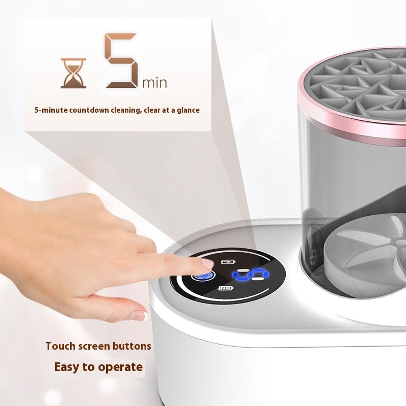 Limpiador Eléctrico de Brochas de Maquillaje, Herramienta Recargable para Limpiar Brochas de Maquillaje, Dispositivo Automático de Limpieza de Brochas de Maquillaje con Soporte