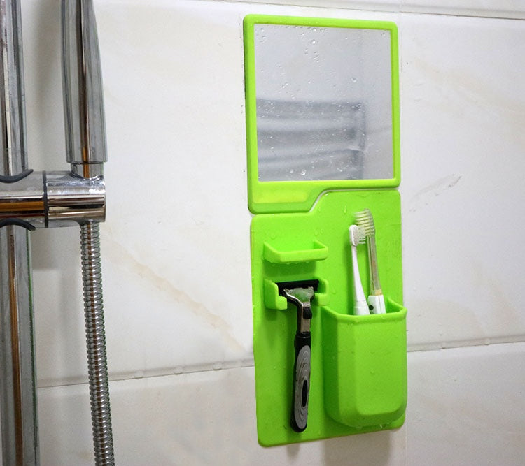 Soporte multiusos de silicona para cepillo de dientes, potente ventosa para espejo, organizador de pasta de dientes para baño y ducha