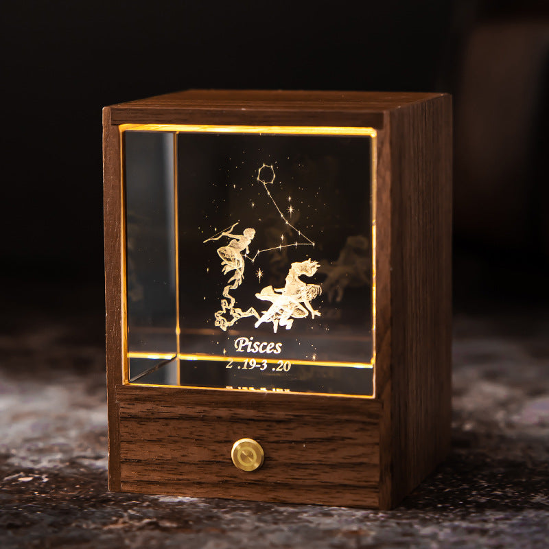 Lámpara de Mesa LED de Cristal con Alimentación USB, Luz Nocturna de Constelación para Decoración de Dormitorio