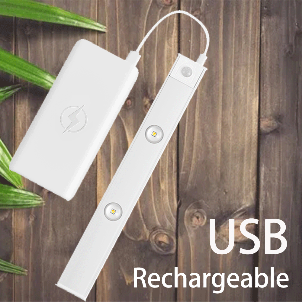 Luz de noche LED USB con sensor de movimiento, luz LED inalámbrica fina para enfriador de vino, para gabinetes de cocina, dormitorios, armarios, iluminación interior