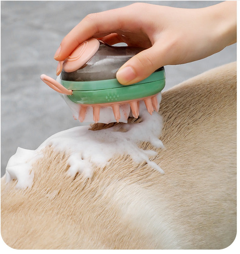 Nuevo cepillo de aseo 2 en 1 para perros y gatos, para limpiar, bañar, masajear, dispensador de champú, jabón, suministros para mascotas