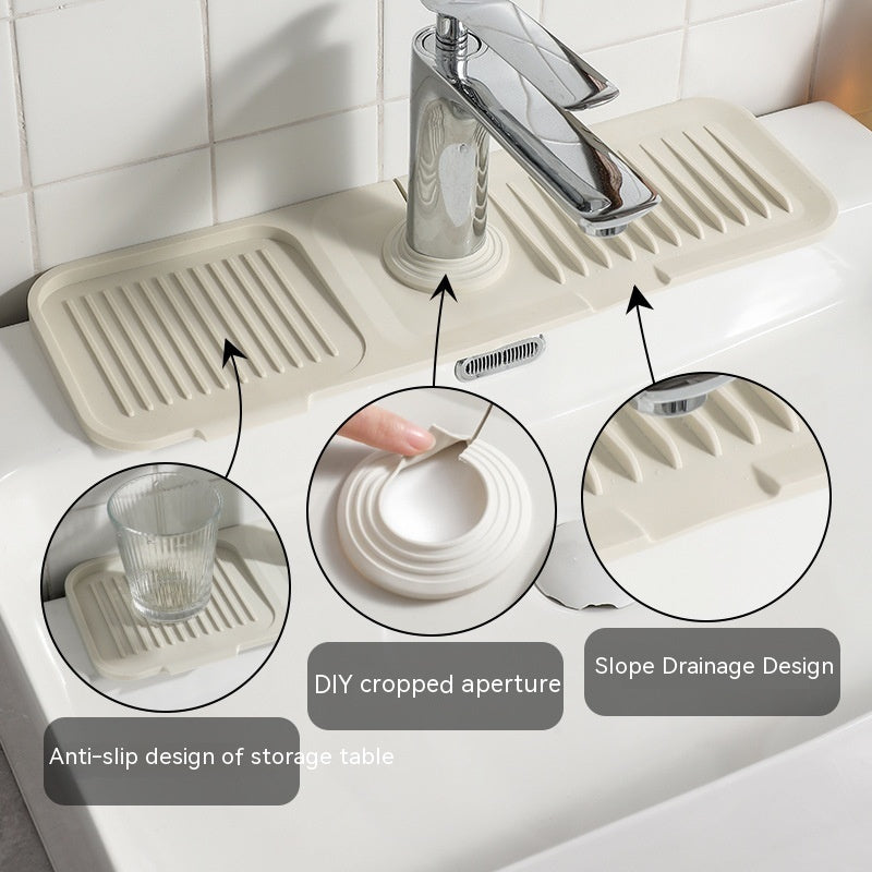 Almohadilla de silicona para grifo, accesorios de cocina, alfombrilla de baño, almohadilla de drenaje antisalpicaduras, engrosamiento impermeable de la base del grifo