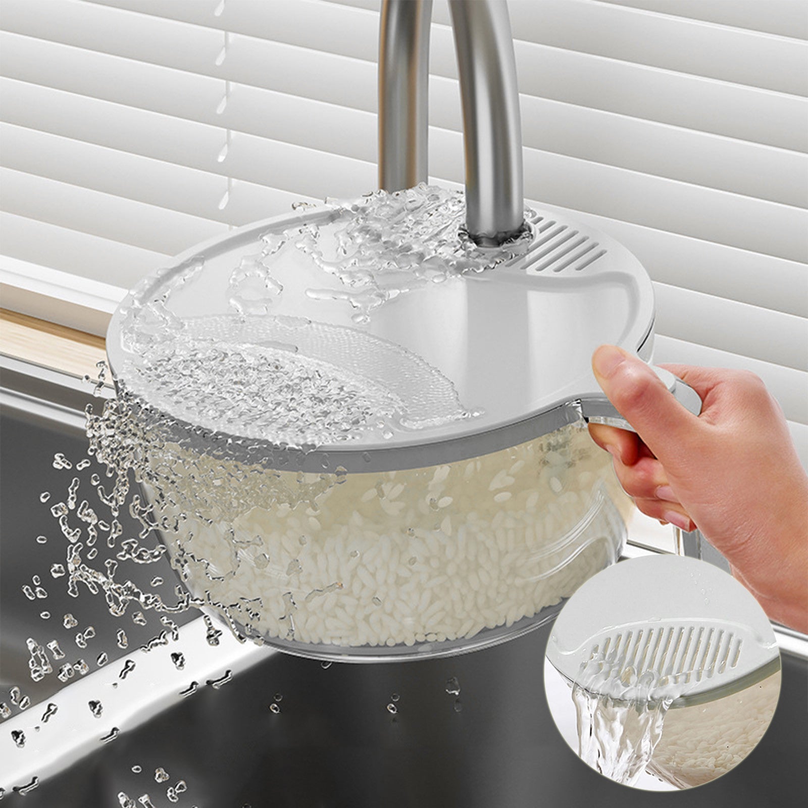 Cuenco de drenaje multifuncional para cocina doméstica, cesta de lavado de arroz y frutas, cesta de verduras, lavado, aparatos de cocina multifunción
