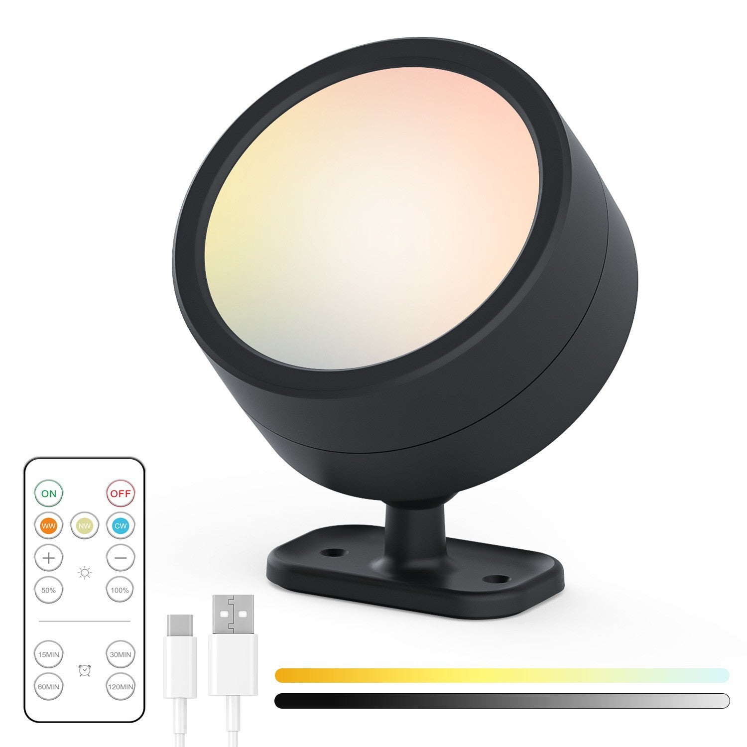 Home Ornaments Lighting Round Rotatable Bedside Wall Lamp