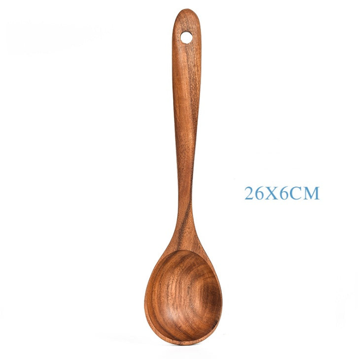 Cuchara de madera de teca natural, cucharón, espátula, colador de arroz, espumadera de sopa, juego de utensilios de cocina, cuchara, cucharon, herramientas y aparatos de cocina
