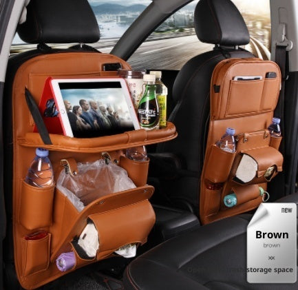 Bolsa de almacenamiento para coche de cuero PU, bandeja multifunción para asiento trasero, bolsa colgante, organizador de coche impermeable, accesorios de interior de automoción