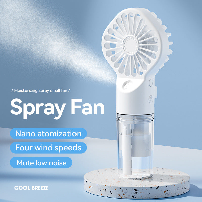 Ventilador de pulverización de mano portátil, 4 velocidades, ventilador de niebla pulverizadora de agua, artefacto de refrigeración de verano, carga USB, suministros de verano, mini ventilador para exteriores