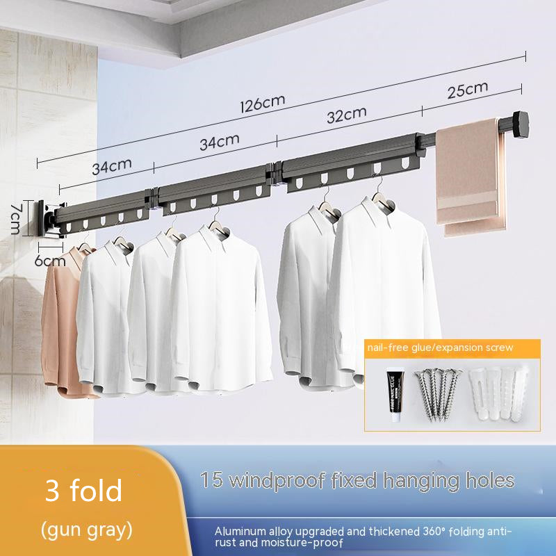 Perchero plegable con ventosa para ropa, balcón, aluminio, tendedero retráctil, sin perforaciones