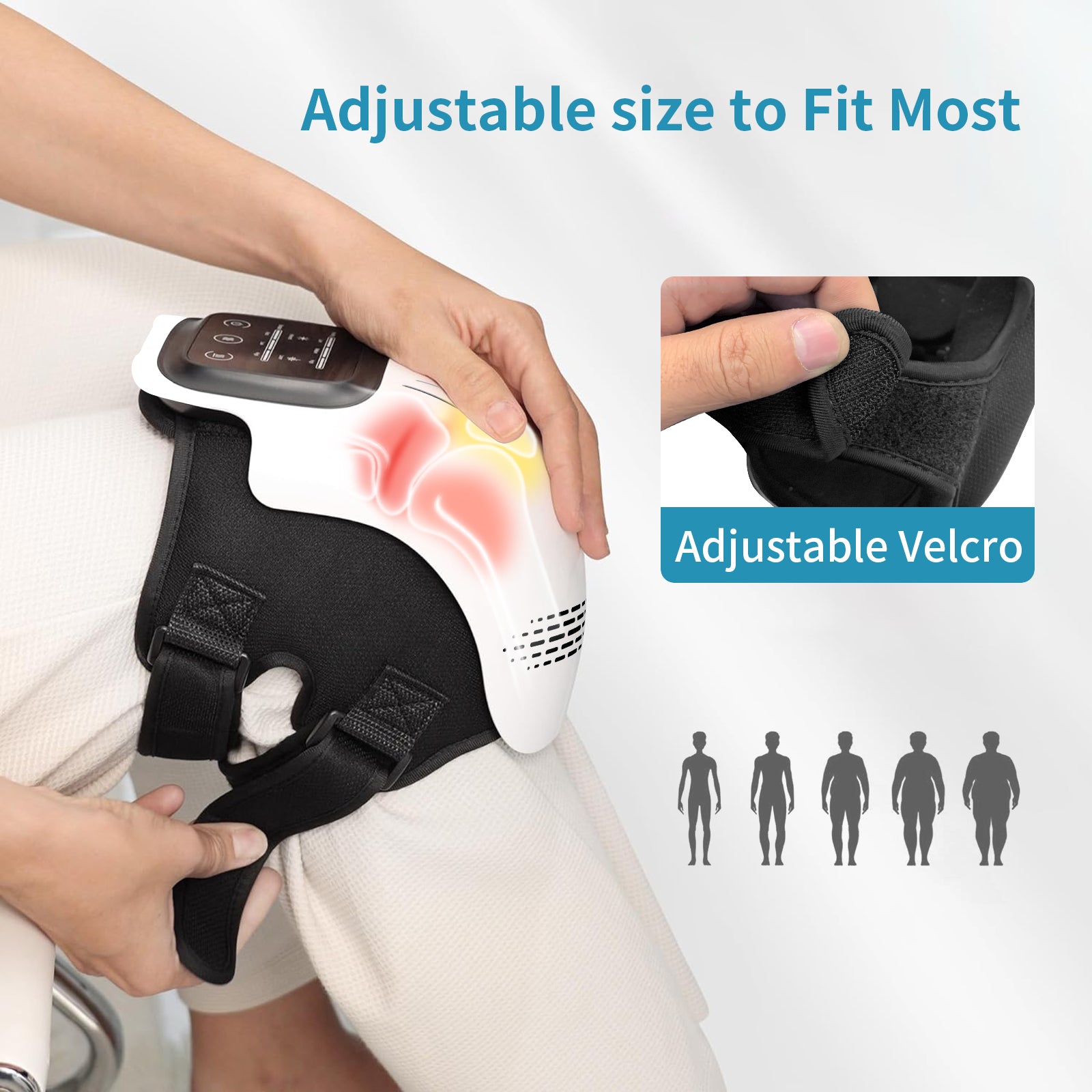 Masajeador de Rodilla Inteligente Eléctrico para Uso Doméstico, Masajeador de Rodilla Recargable con Calefacción, Láser Infrarrojo y Vibración para Alivio del Dolor