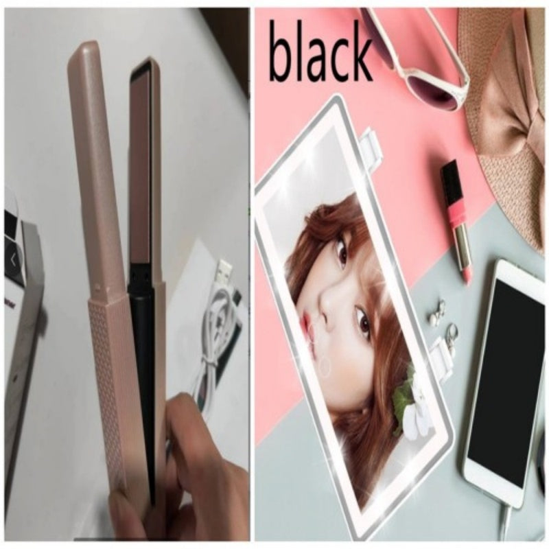 Plancha de pelo inalámbrica USB, mini rizador de cerámica, 3 temperaturas constantes, plancha plana portátil para viajes