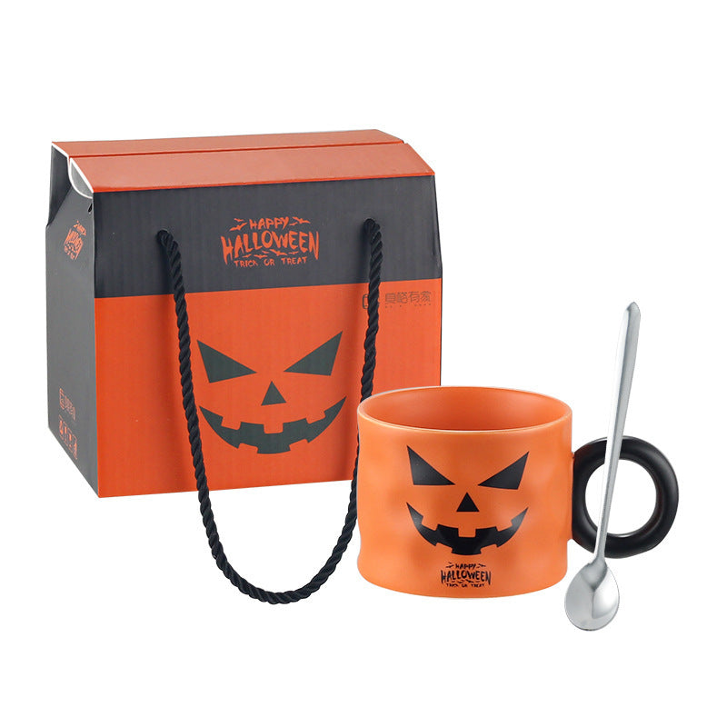 Taza de cerámica de calabaza, recuerdo de fiesta, tazas de cerámica con asa, portátil, bonita taza de regalo de Halloween, duraderos, suministros para fiesta de Halloween