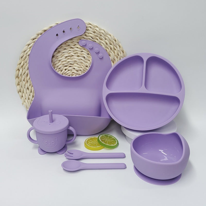Infant And Toddler Feeding Training Silicone Suction-cup Placemat And Silicone Tableware
