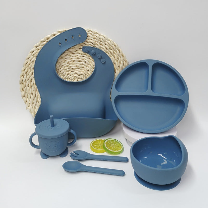 Infant And Toddler Feeding Training Silicone Suction-cup Placemat And Silicone Tableware